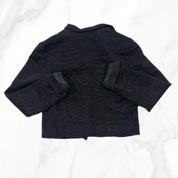 Vivienne Tam Women's Metallic Open Black Cropped Blazer, Size S - Picture 2 of 6